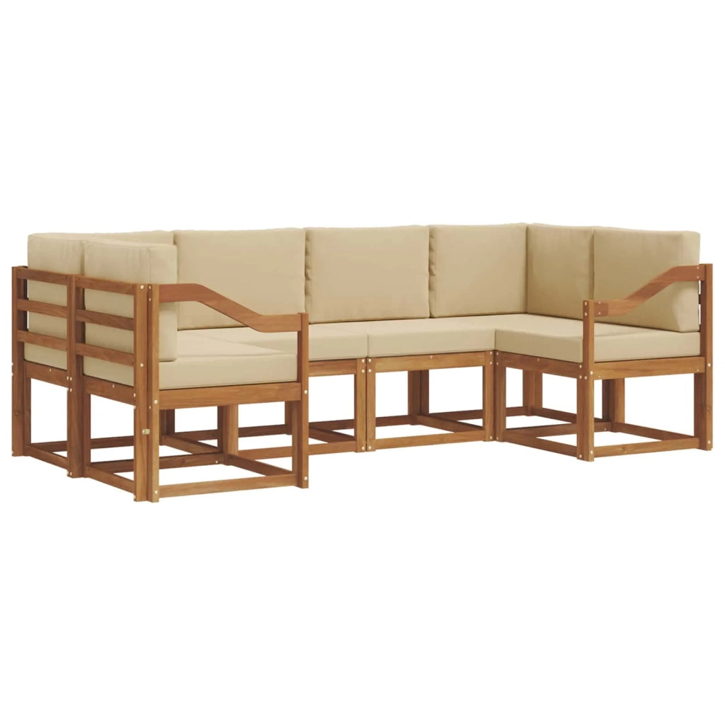 Set di divani da esterno con cuscino 6 pcs Naturale e Beige