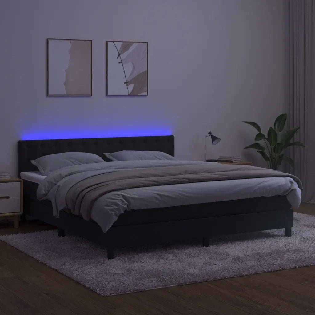 Letto a Molle con Materasso e LED Nero 180x200 cm in Velluto 3134659