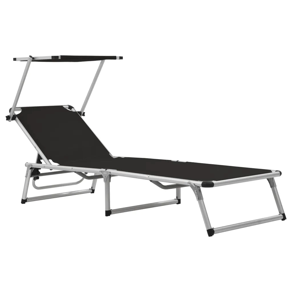 Lettini da Lettino sole | Sdraio da giardino | Lettino da sole Pieghevoli Tettuccio 2 pz Alluminio Textilene