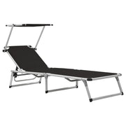 Lettini da Lettino sole | Sdraio da giardino | Lettino da sole Pieghevoli Tettuccio 2 pz Alluminio Textilene