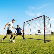 Porta da calcio da giardino con rete telaio imbottito e ancoraggi in metallo verniciato nero e rosso 300 × 200 cm
