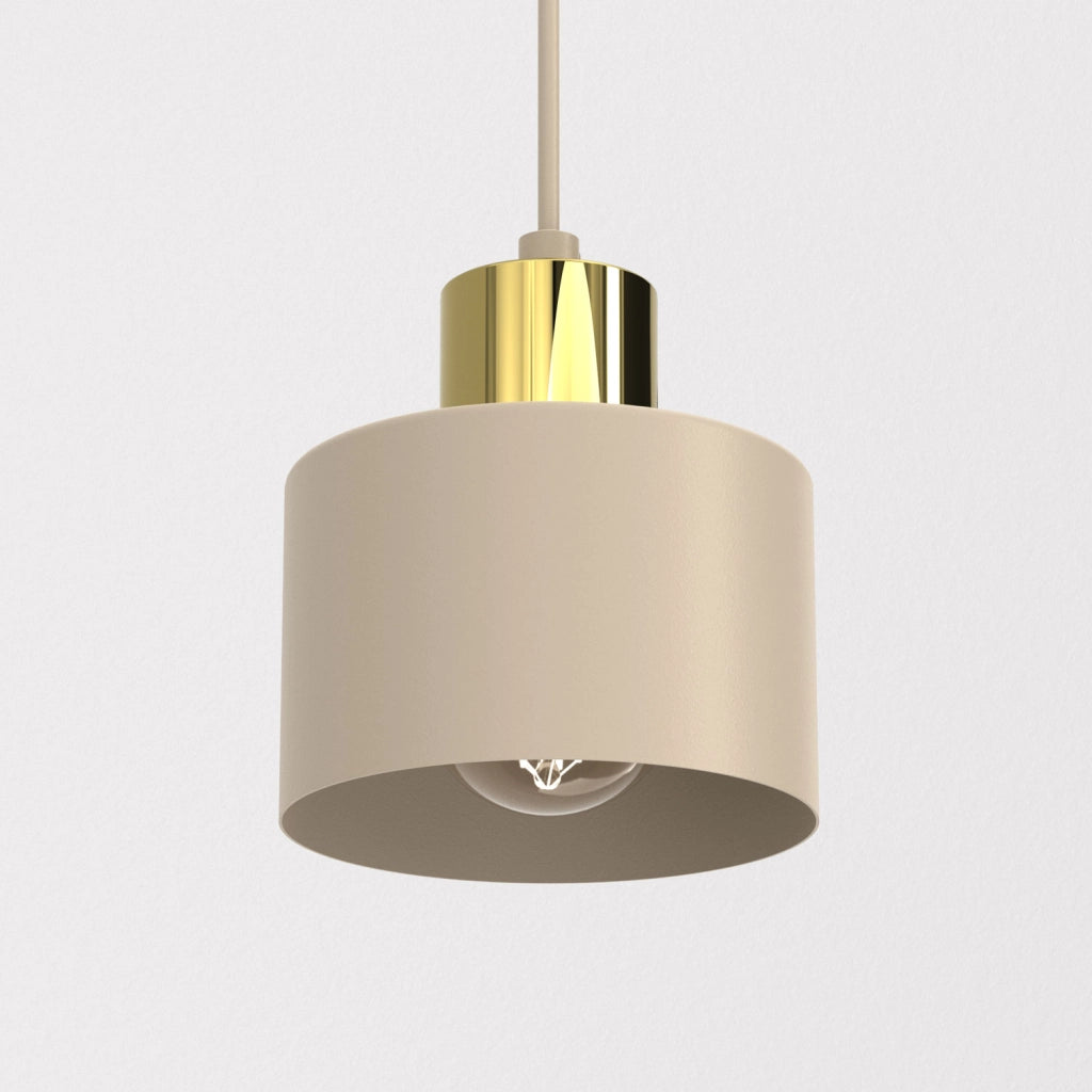 Lampada sospesa cilindrica Parkla 1xE27 beige oro Luminex