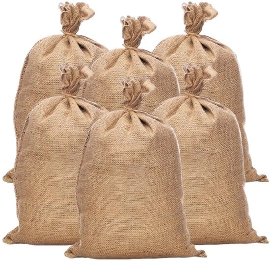 Set di 6 sacchi di juta per piante, grandi, 60x100CM sacchi di juta, sacco di juta, grande sacco di juta, protezione per piante in inverno, sostenibile/zacche per patate/protezione dal gelo/borse di Natale/borse di gara