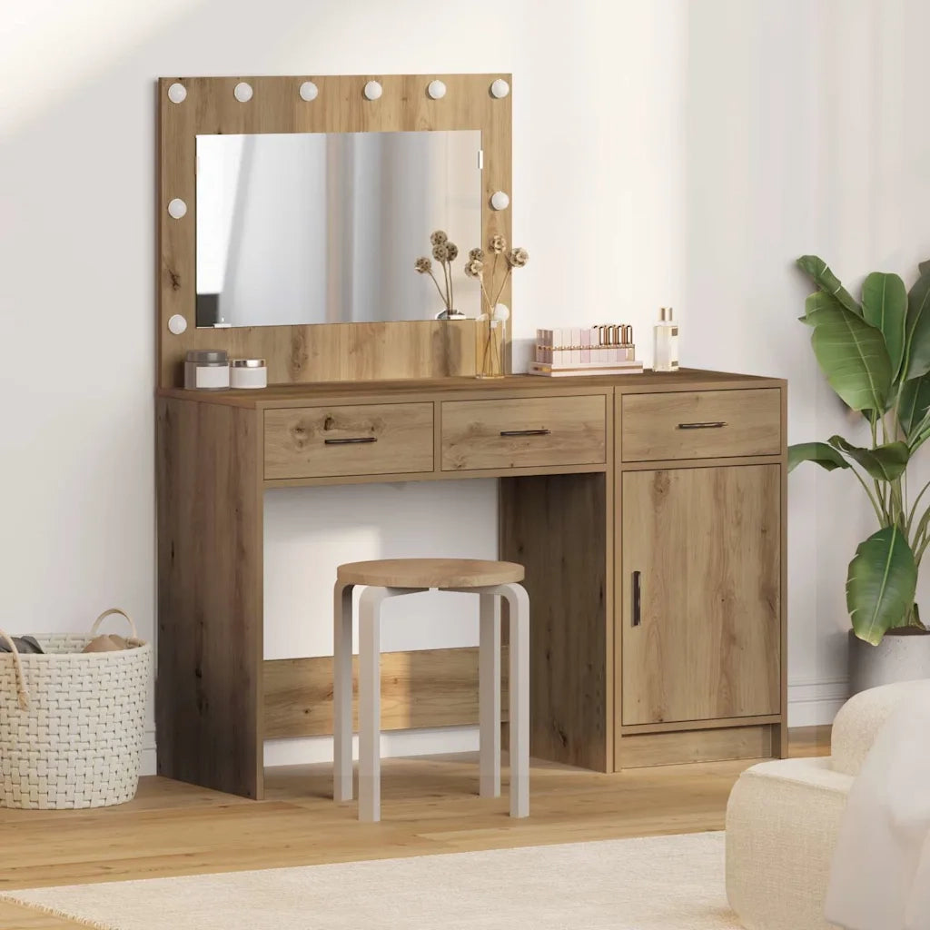 Toeletta | Tavolo da Trucco con cassetto 2 pz Marrone Legno multistrato