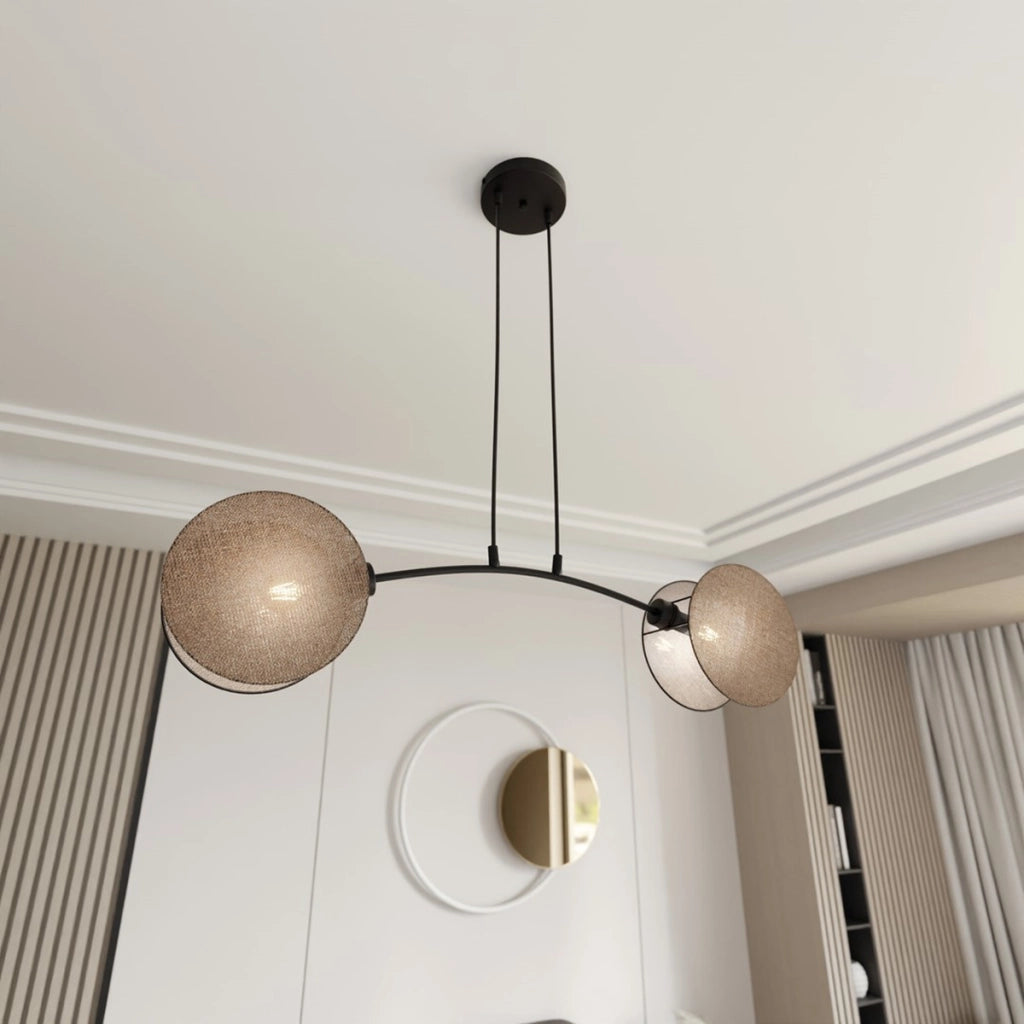 Lampada a sospensione MOTIF in acciaio nero e tessuto beige
