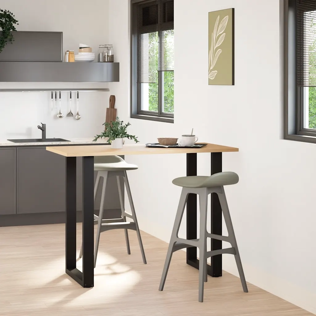 Gambe per tavolo da bar a forma di U 2 pz nere 60x(100-101) cm in acciaio