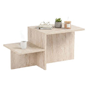 Tavolino da salotto Varian, Tavolo basso da caffè, Portariviste per divano, Ripiano da soggiorno, 80x40 h40 cm, Beige