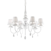 Lampadario Shabby Chic-Provenzale Blanche Metallo Bianco 6 Luci E14
