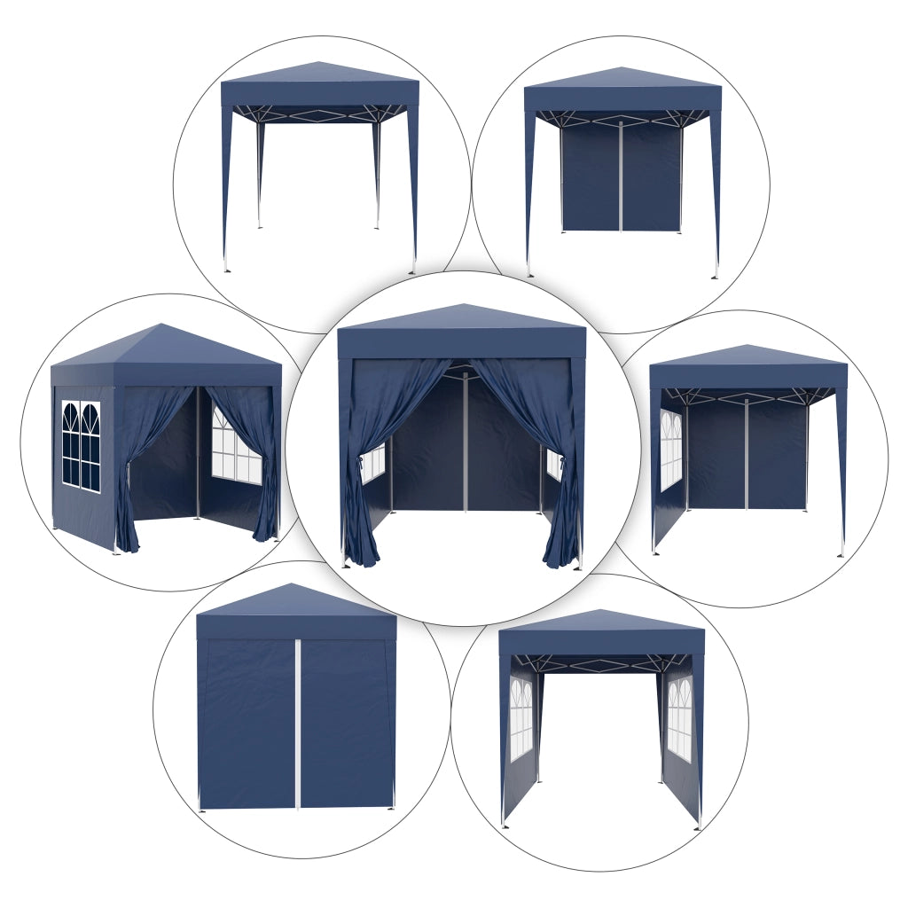 Gazebo Pieghevole Pop Up 2x2 m con 4 Pareti Rimovibili in Poliestere e Acciaio. Blu