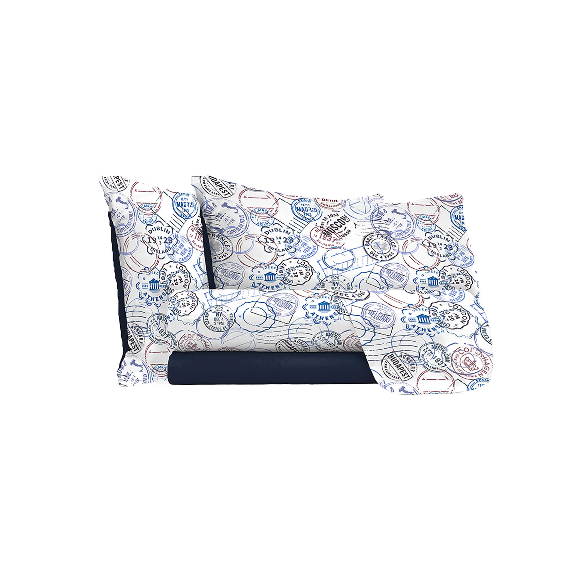 Set Lenzuola Singolo Sopra Sotto e Federe in Microfibra Travel Life