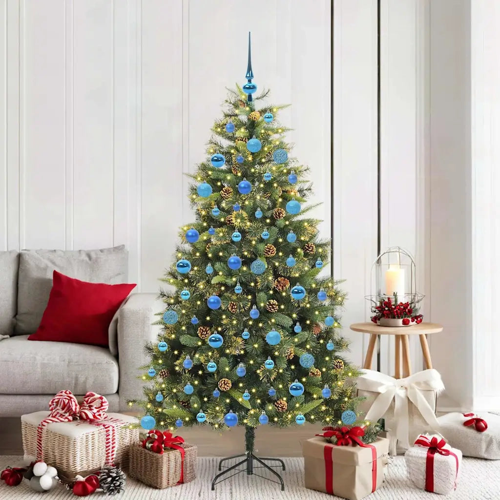 Albero di Natale artificiale pieghevole con coni Verde 180 cm 3395096