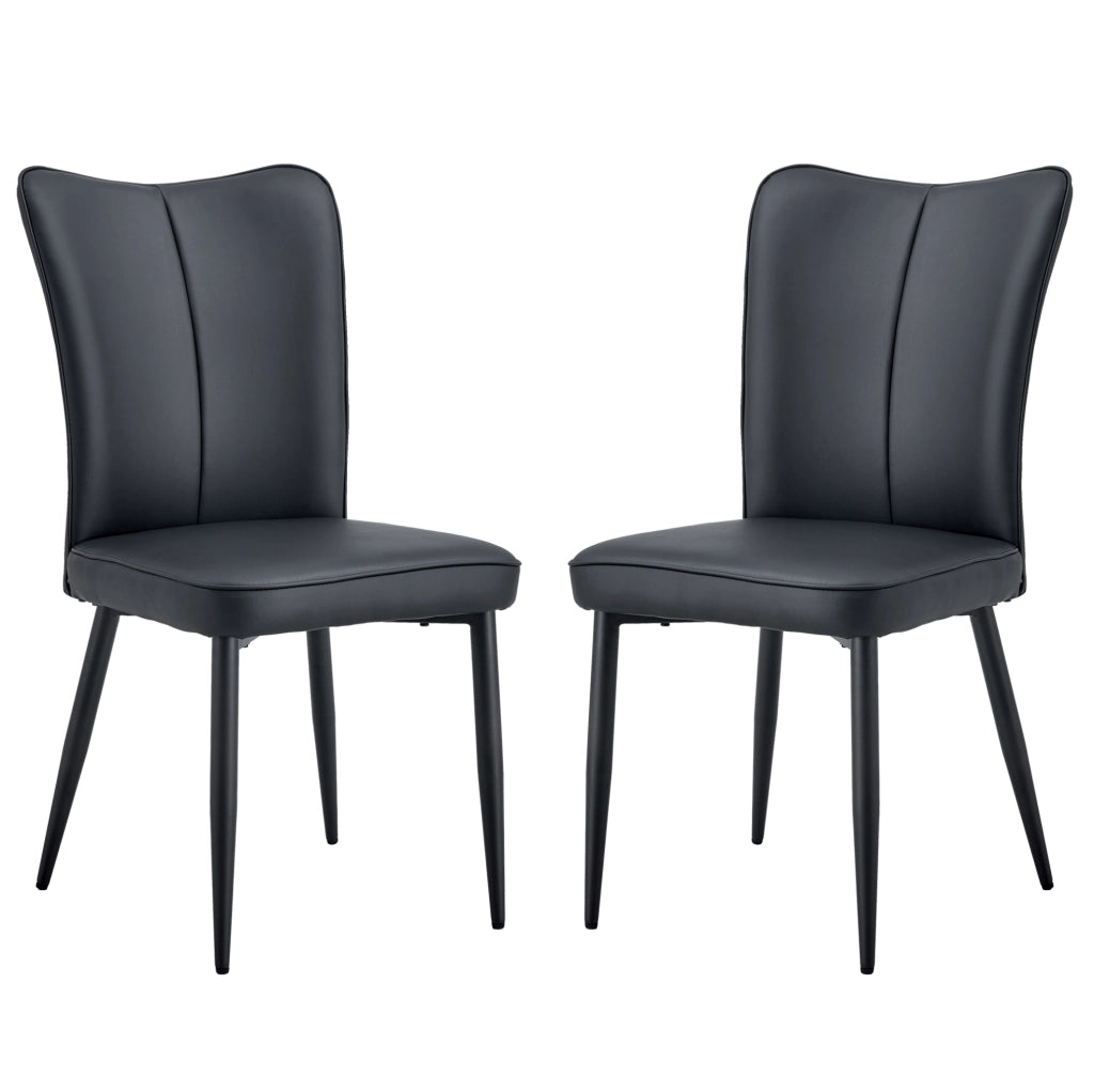 Sedia da sala da pranzo design nera, set da 2, PU, 45 x 44 x 89 cm, per ufficio