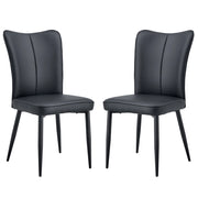 Sedia da sala da pranzo design nera, set da 2, PU, 45 x 44 x 89 cm, per ufficio