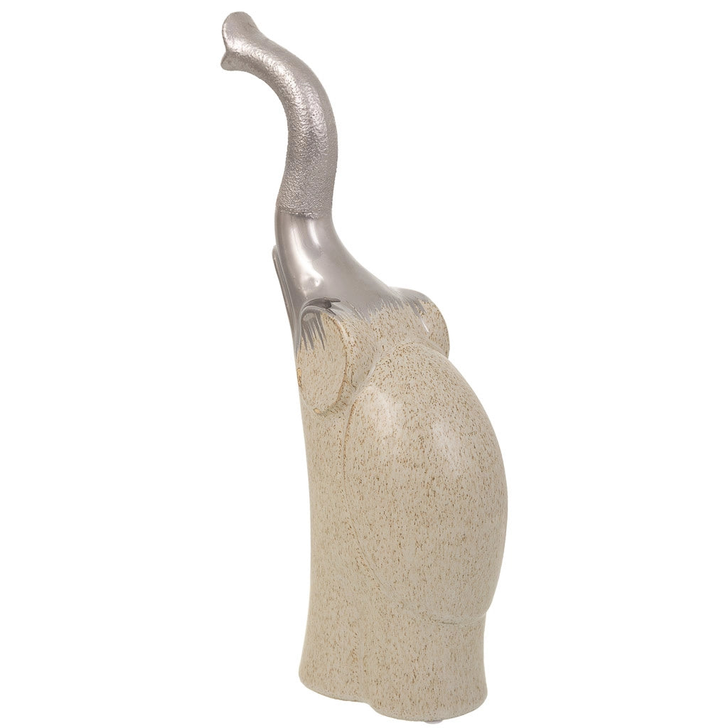 Elefante decoro ceramica argento 17x8x35,5h