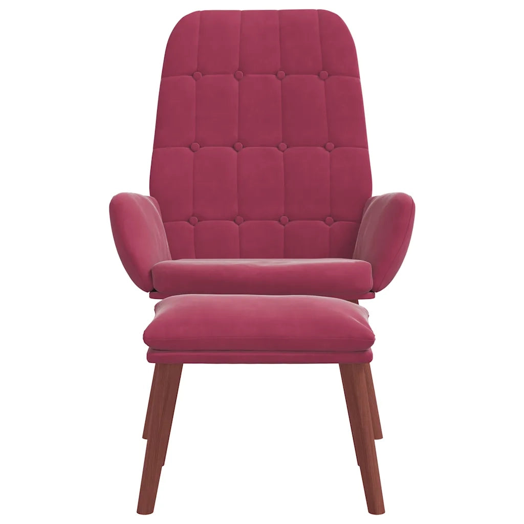 Poltrona Relax con Poggiapiedi Rosso Vino in Velluto 3315143