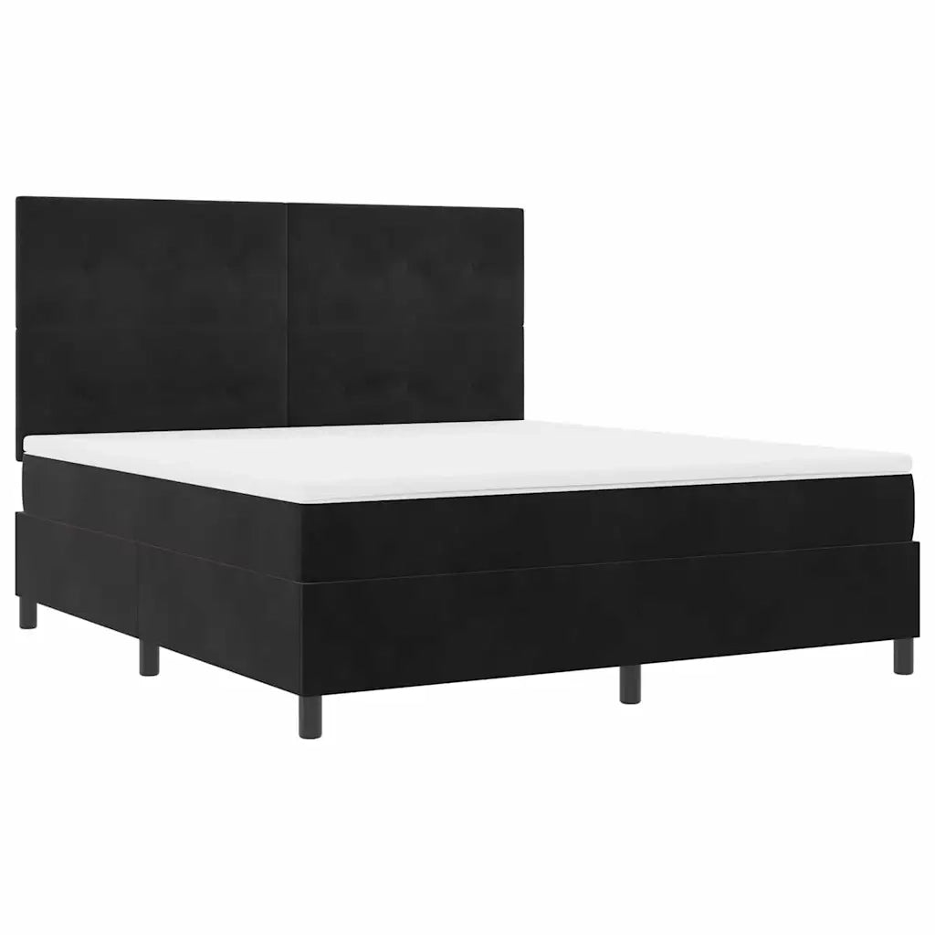 Letto a Sorgente LED con materasso Nero 180 x 200 cm Velluto 3343330