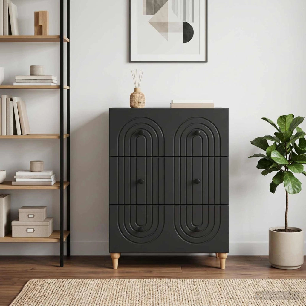 Mobile con Cassetti Nero 66 x 34,5 x 90 cm Legno ingegnerizzato 894146