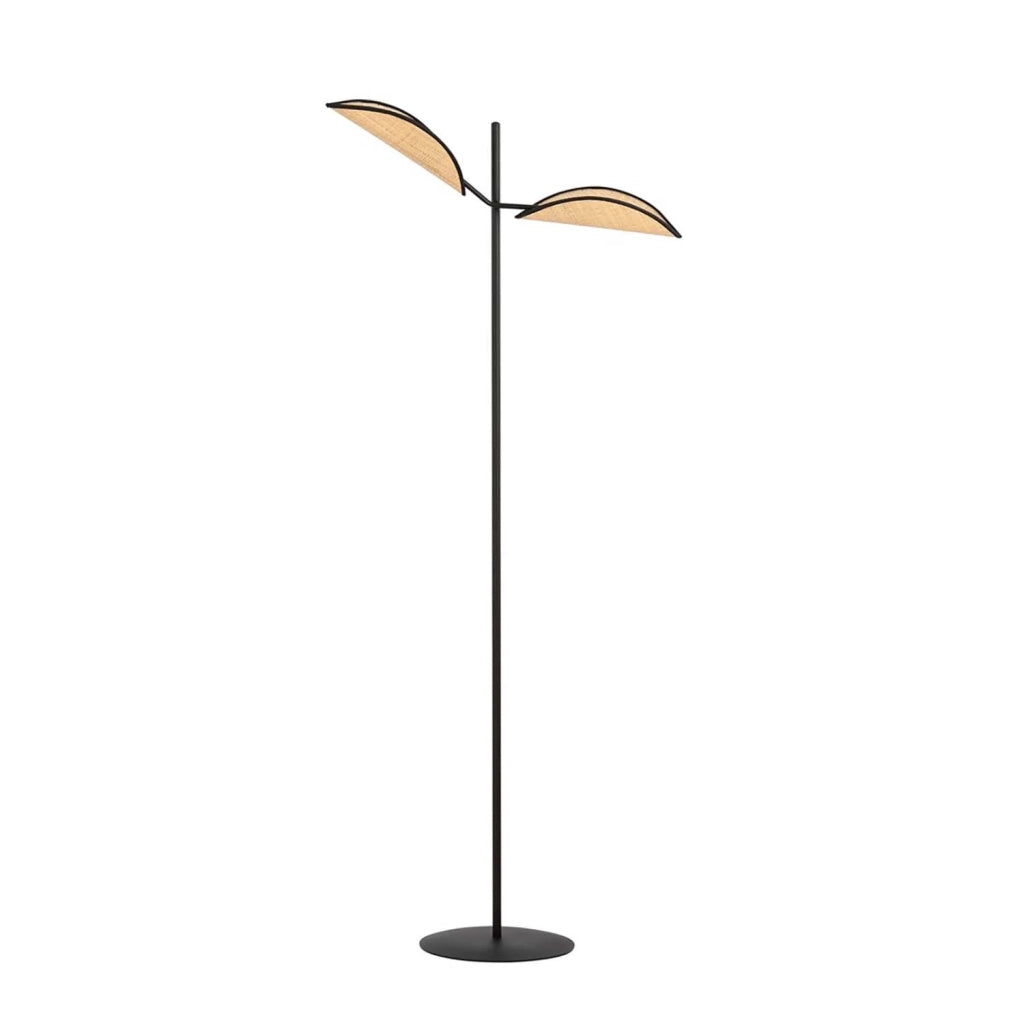 Piantana Moderno Eridano Acciaio Nero Marrone 2 Luci E14 Ip20