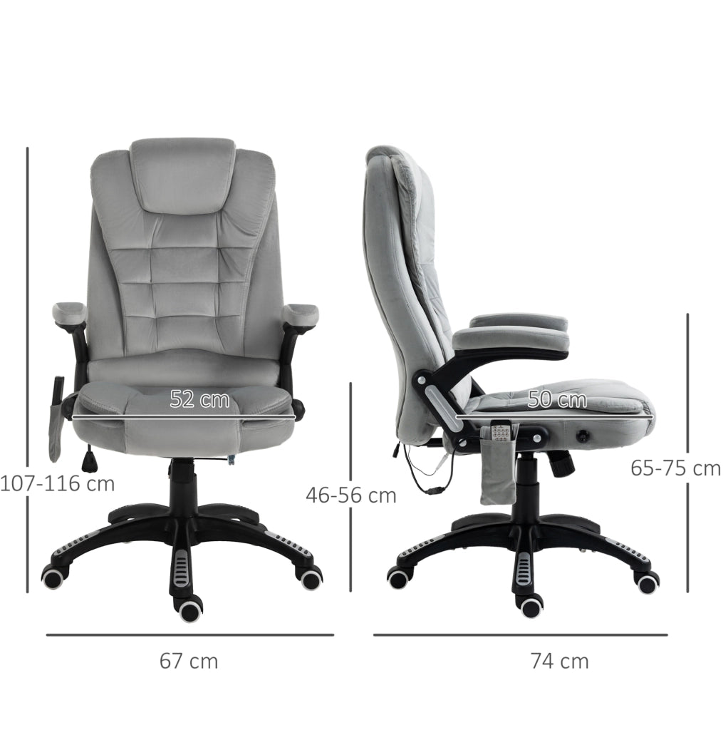 Poltrona da ufficio ergonomica massaggiante grigia con riscaldamento reclinabile