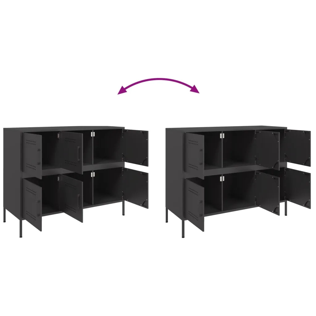 Credenza | Madia | Buffet da pranzo | Armadio da pranzo Nera 100,5x39x79 cm in Acciaio