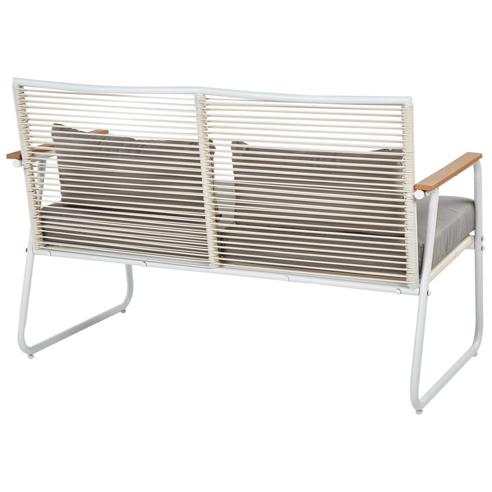 Set da giardino in acciaio bianco con cuscini grigi Set da salotto 4 posti Tavolo moderno