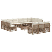 Set Divano da Giardino 14 pcs Beige polyrattan