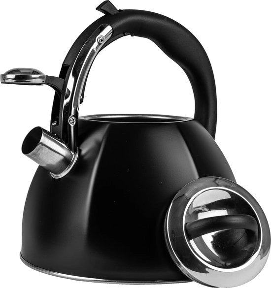 Induzione, 2,7 litri, flusso in acciaio inossidabile, maniglia morbida, bollitore per induzione, fornelli a gas e piastre elettriche, bollitore in acciaio inossidabile nero