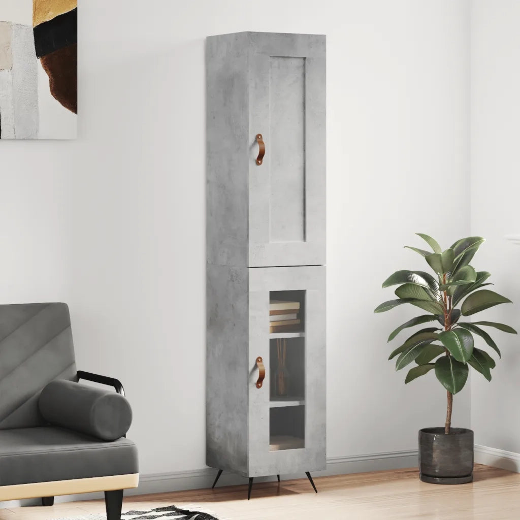 Credenza-Buffet-Armadio da cucina Grigio Cemento 34,5x34x180 cm in Legno Multistrato 698836