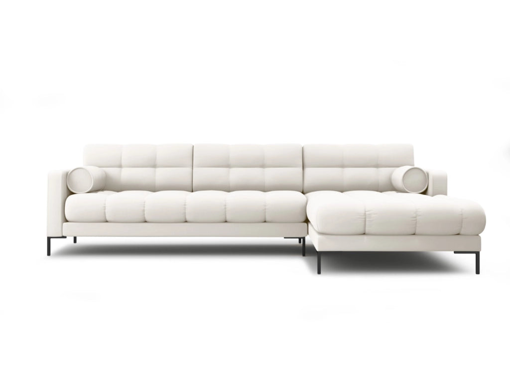 Cosmopolitan Design - Divano angolare destro "Bali" 5 posti in tessuto strutturato beige chiaro 