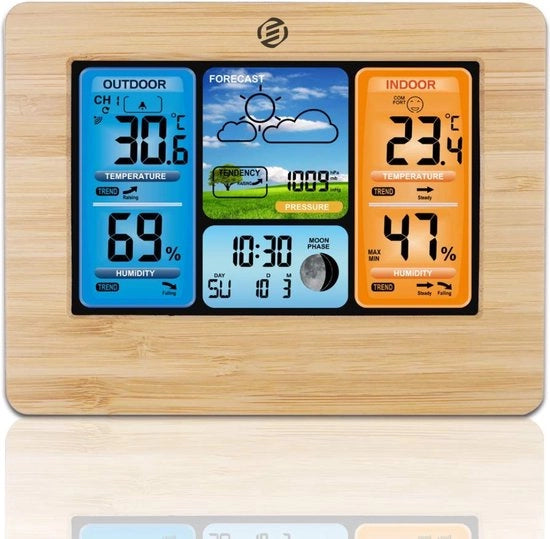 Stazione Meteorologica Interna e Esterna - Stazione Meteorologica - Sensore Wi-Fi - Termometro, Barometro, Umidistat - Sensore Esterno - Temperatura - Previsioni del Tempo