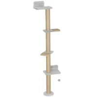 Albero per Gatti a 5 Piani con Giocattolo, Palo di Sisal, Tessuto di Peluche, Grigio Chiaro