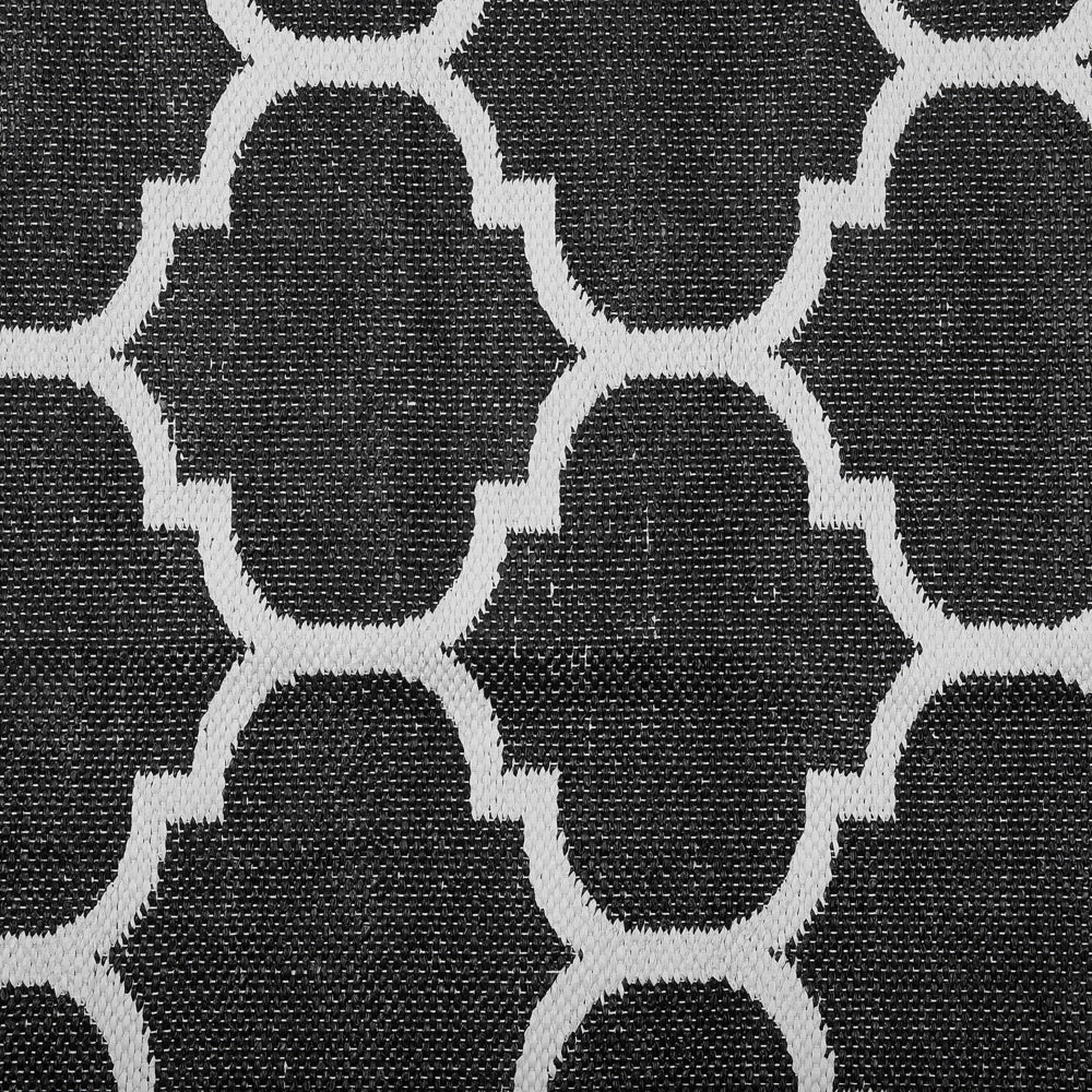 Tappeto tappetino Moquette Bianco e Nero Reversibile Materiale Sintetico Esterno e Interno Motivo Quadrifoglio Rettangolare 140 x 200 cm