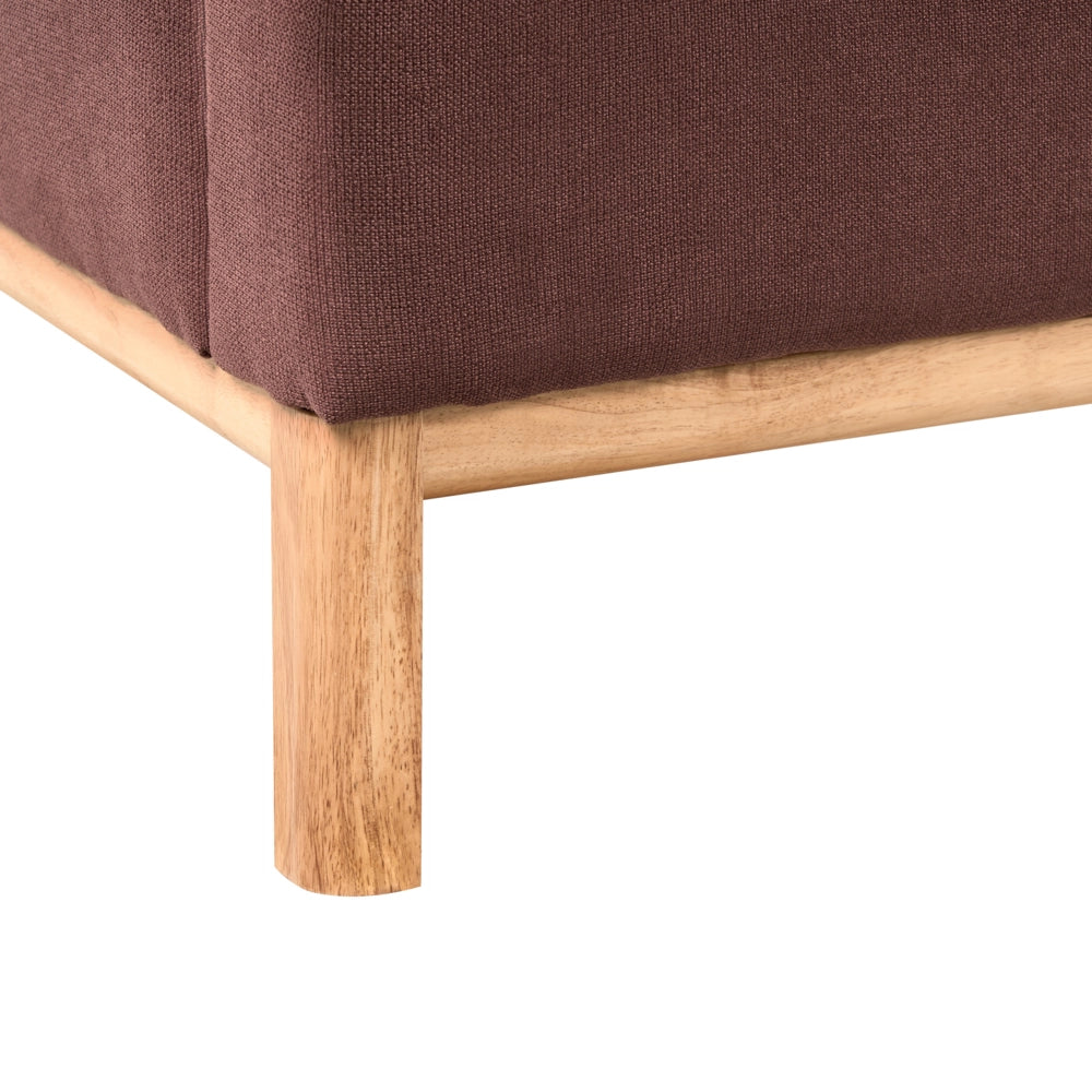 Divano a 3 posti in tessuto bourdeaux con gambe in legno stile elegante soggiorno