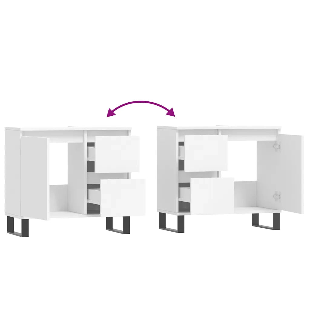 Mobiletto da bagno moderno con vano contenitore 65 x 33 x 60 cm legno composito bianco 02_0049046