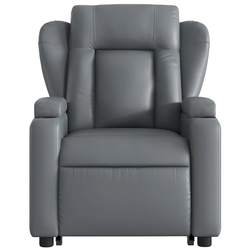 Poltrona Alzapersona Reclinabile Massaggio Grigio Similpelle 3204554