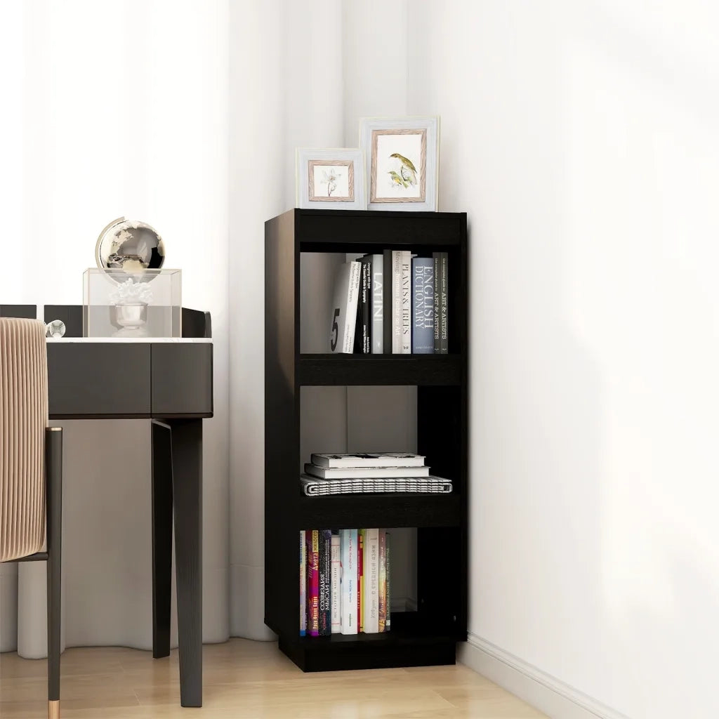 Divisorio-Paravento Nero 40x35x103 cm in Legno Massello di Pino