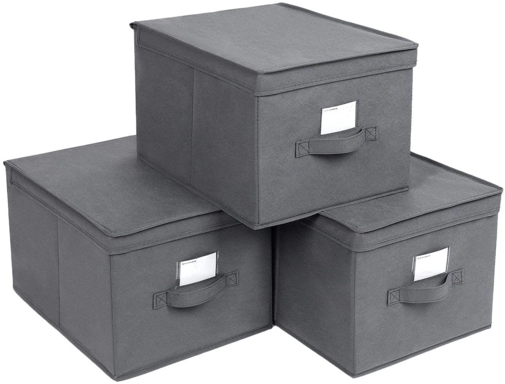 Set di 3 scatole portaoggetti in tessuto non tessuto 30 x 40 x 25 cm grigio 12_0000084/2