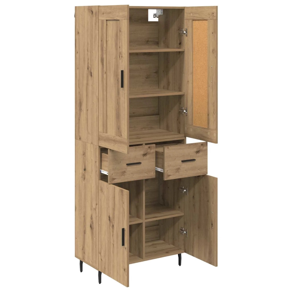 Credenza 2 pz-Set di 2 Buffet-Armadio da cucina Rovere artigianale Legno Stratificato e Vetro 896152