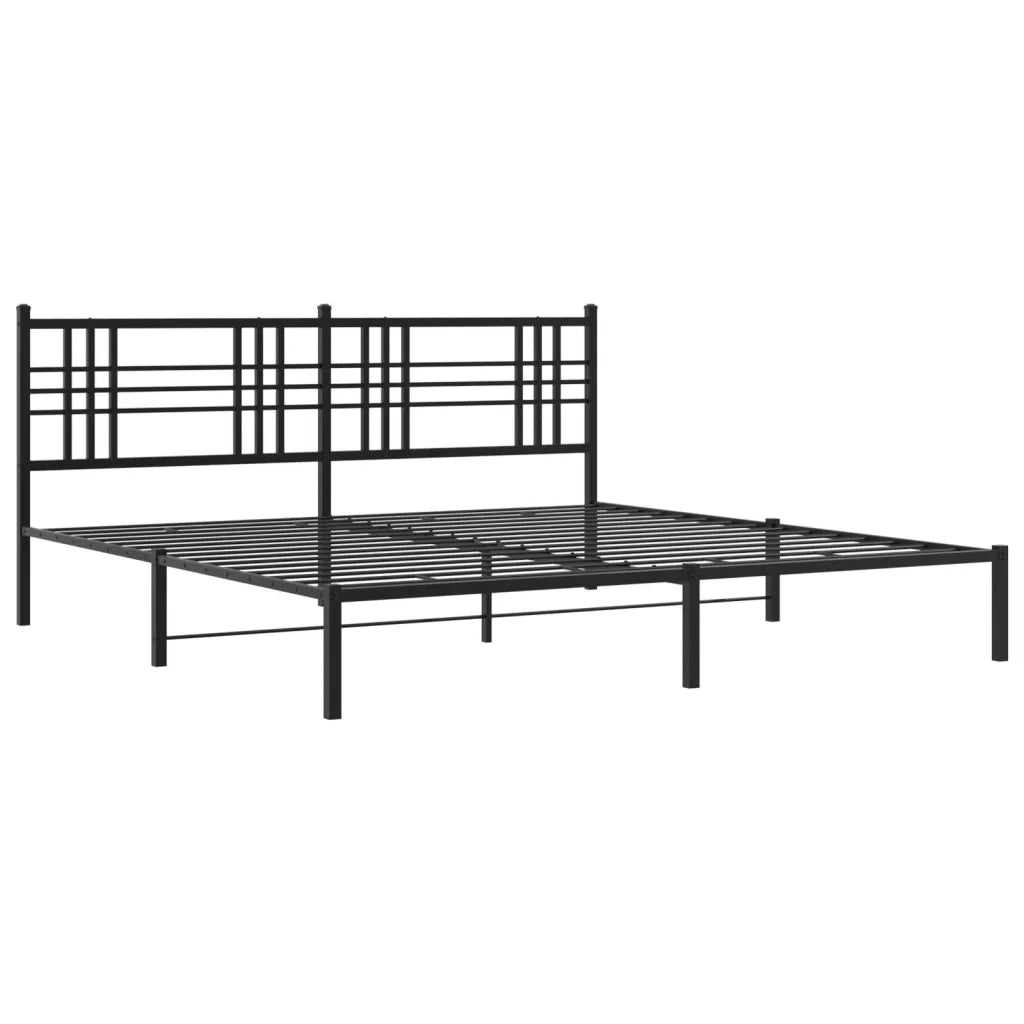Letto matrimoniale | Letto per adulti | Giroletto con Testiera in Metallo Nero 193x203 cm
