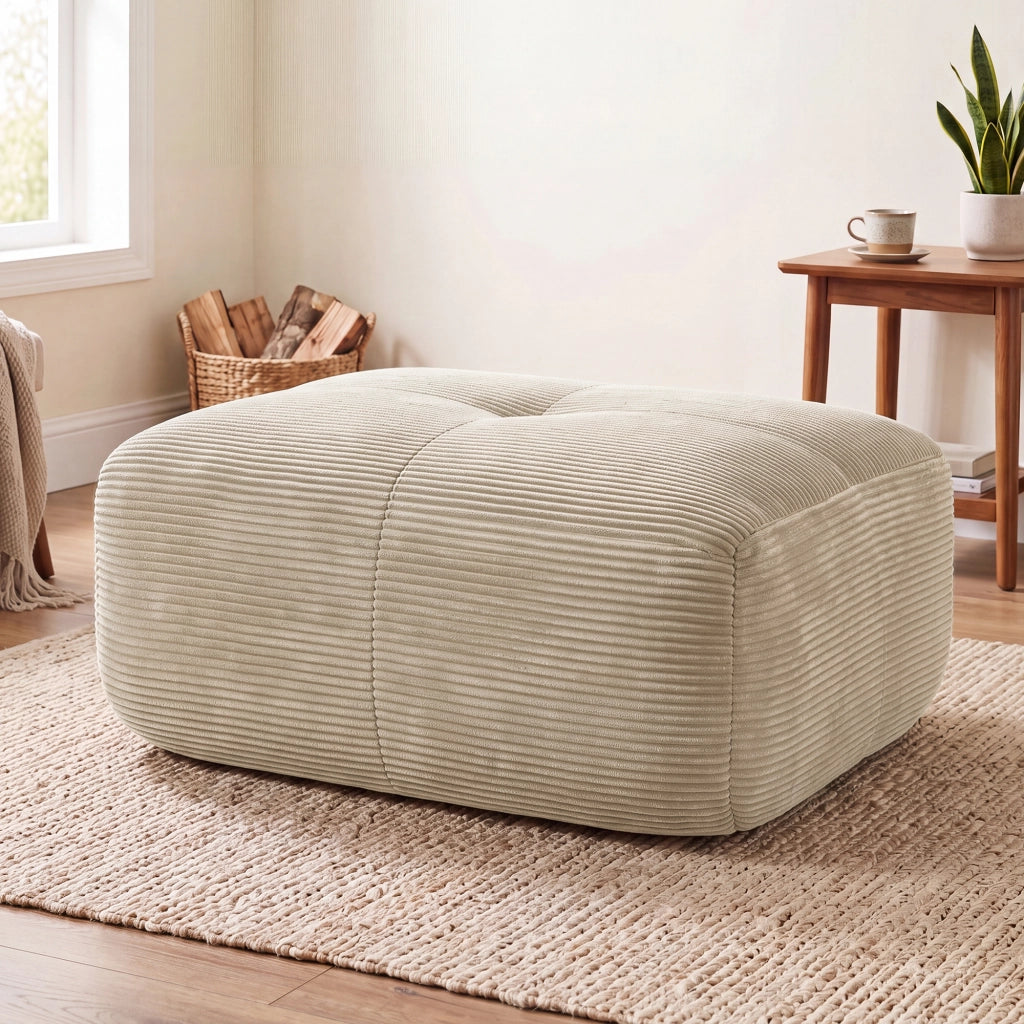 DIVANO MODULARE ANGOLARE In tessuto effetto corduroy Beige