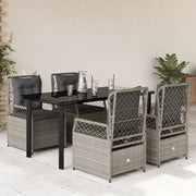 Set Pranzo da Giardino 5pz con Cuscini Grigio Chiaro Polyrattan 3263037