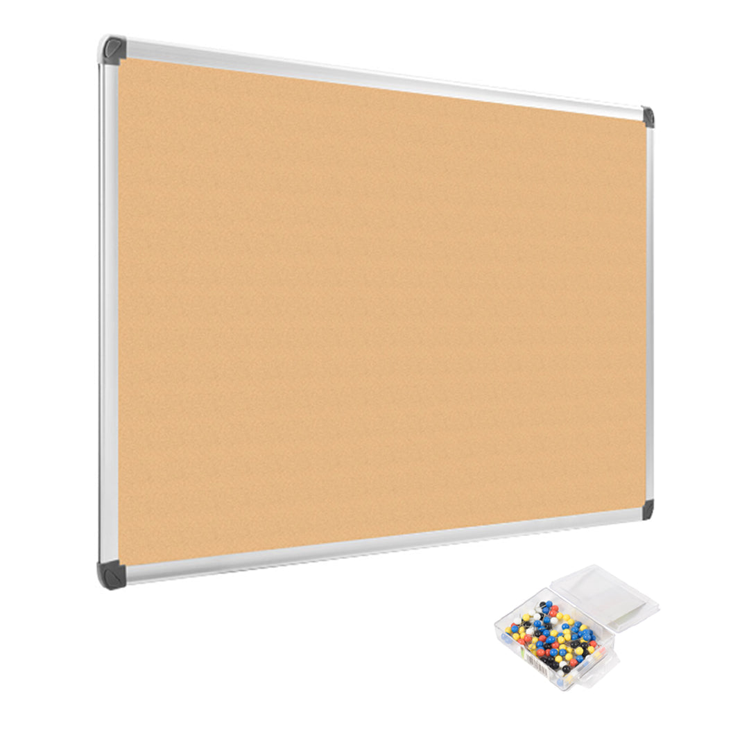 Lavagna con Fondo in Sughero 120x90 cm in Alluminio Silver