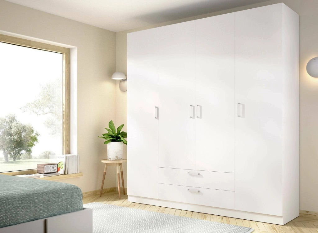 Guardaroba grande Colin, Mobile camera da letto, Cabina armadio portabiti, Armadio appendiabiti, 200x52 h215 cm, Bianco