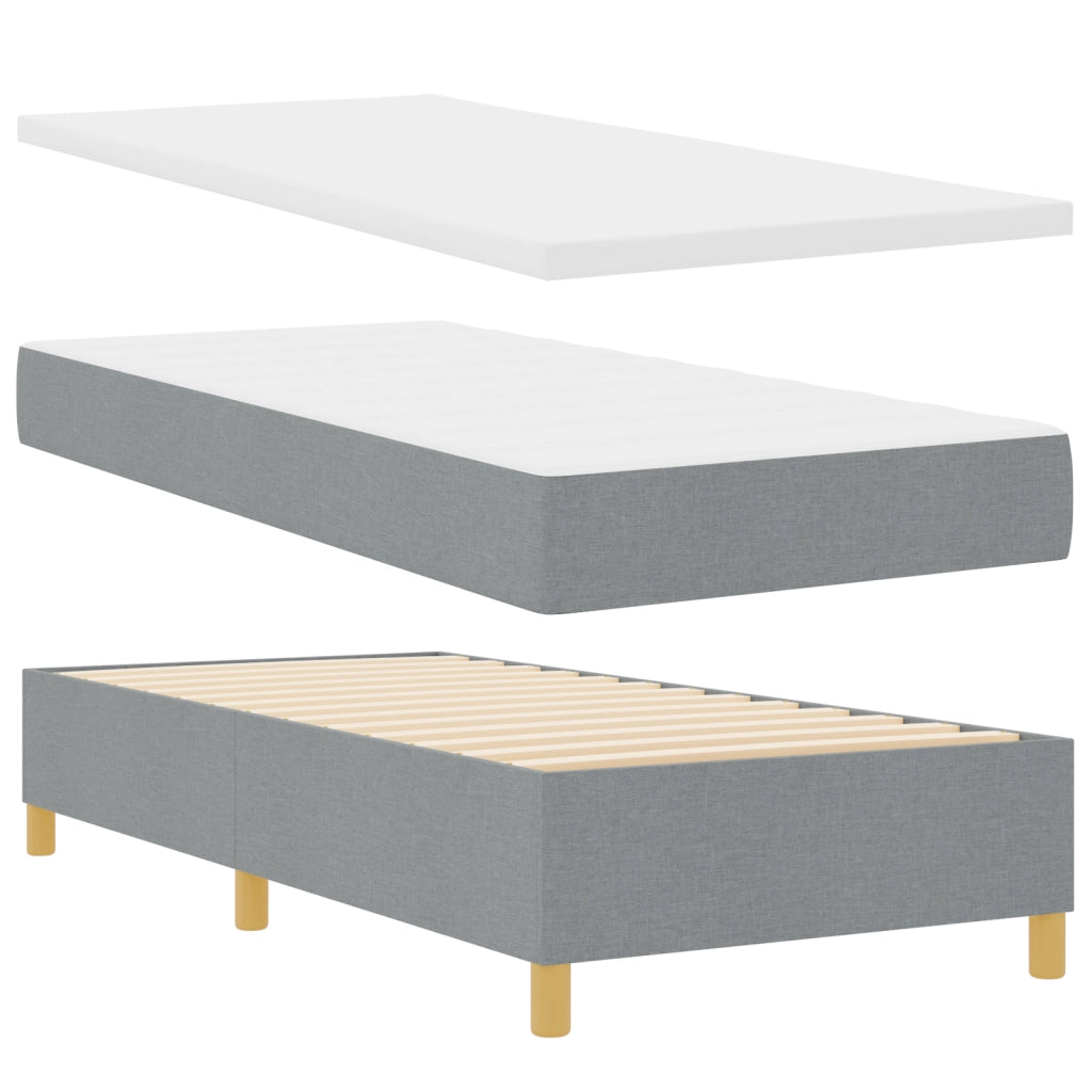 Letto con Box Spring e Materasso Grigio Chiaro 100x200 cm Tessuto
