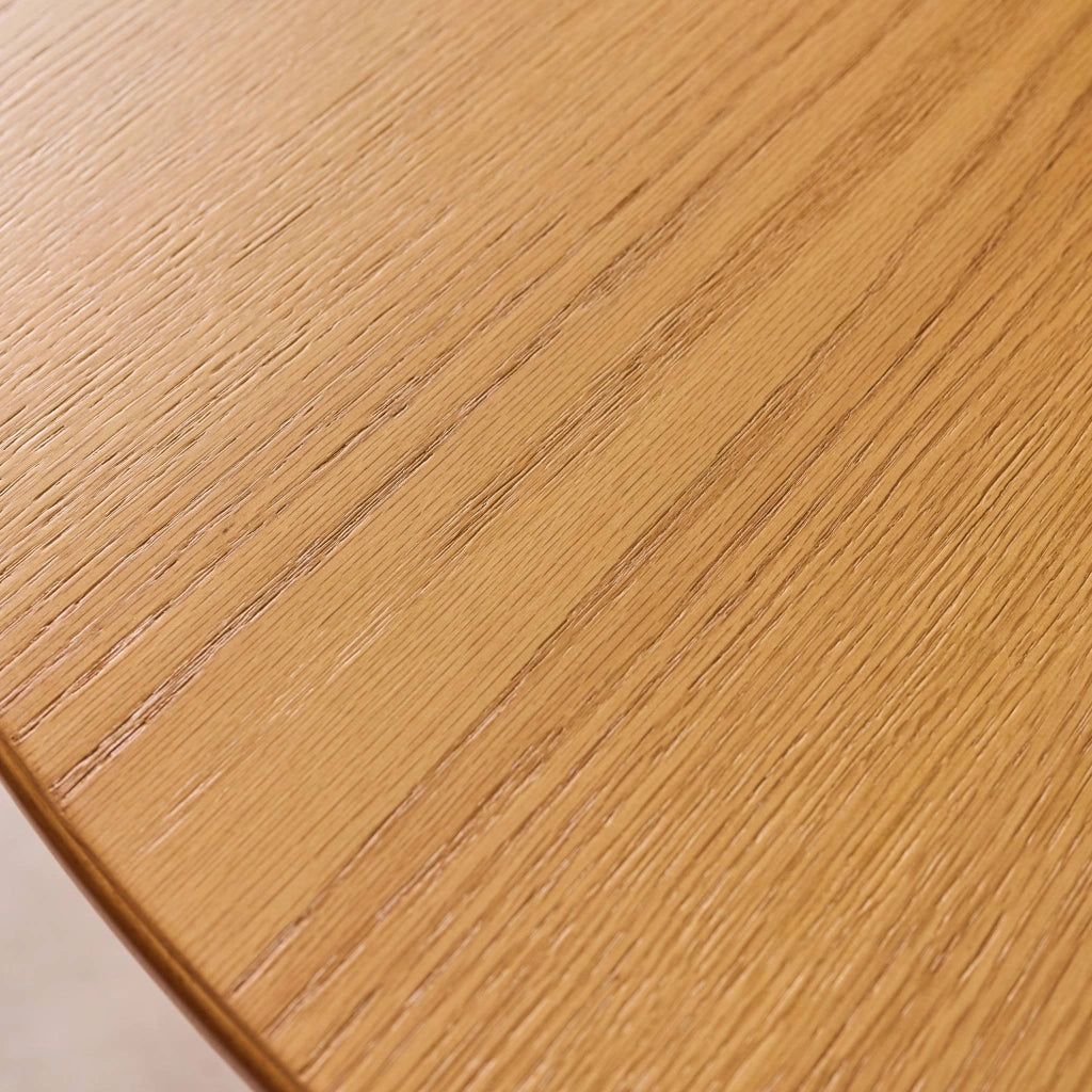 Tavolo da pranzo rotondo legno di hevea e impiallacciatura di quercia
