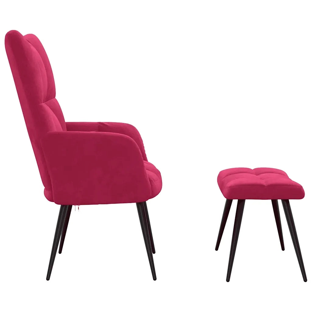 Poltrona Relax con Poggiapiedi Rosso Vino in Velluto cod mxl 23718
