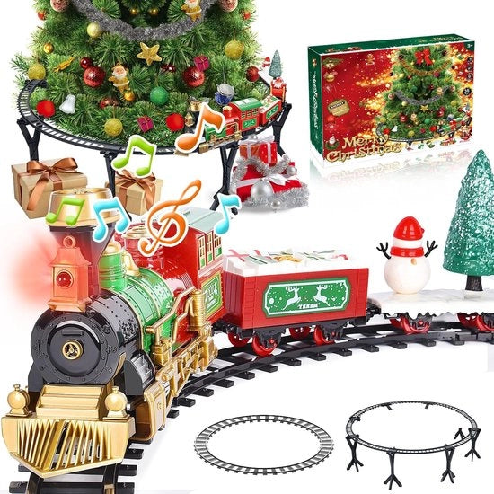 Treno elettrico di Natale - Treno di Natale elettrico - Treno intorno all'albero di Natale - Decorazione di Natale a vapore - Treno di giocattolo di Natale - Treno di Natale con luce e suono - Decorazione di Natale - Accessori del villaggio di Natale