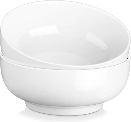 Piatto da snack da dessert da insalata da zuppa da ramen da frutta - 2 pezzi - 1780 ml - bianco cremoso - porcellana.