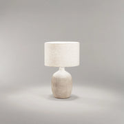Lampada Tavolo Contemporanea Tribale Ceramica Beige Tessuto Avana 1 Luce E27