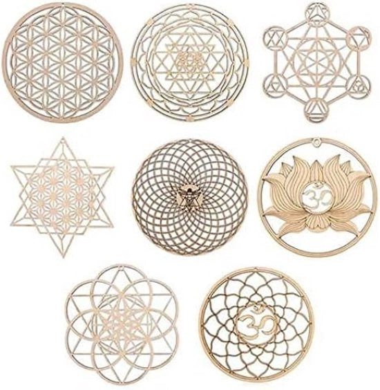 Decorazioni per Parete Geometriche, Sostegni per Vetri, Decorazioni per Parete a Mandala, Sculture per Parete per Meditazione Chakra per Camera da Letto, Soggiorno, Corridoio